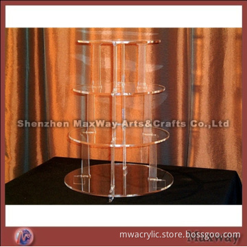 Clear Round Promotional Acrylic 4 Tiers Tower Wedding Party Cup Cake Display Stand Rack